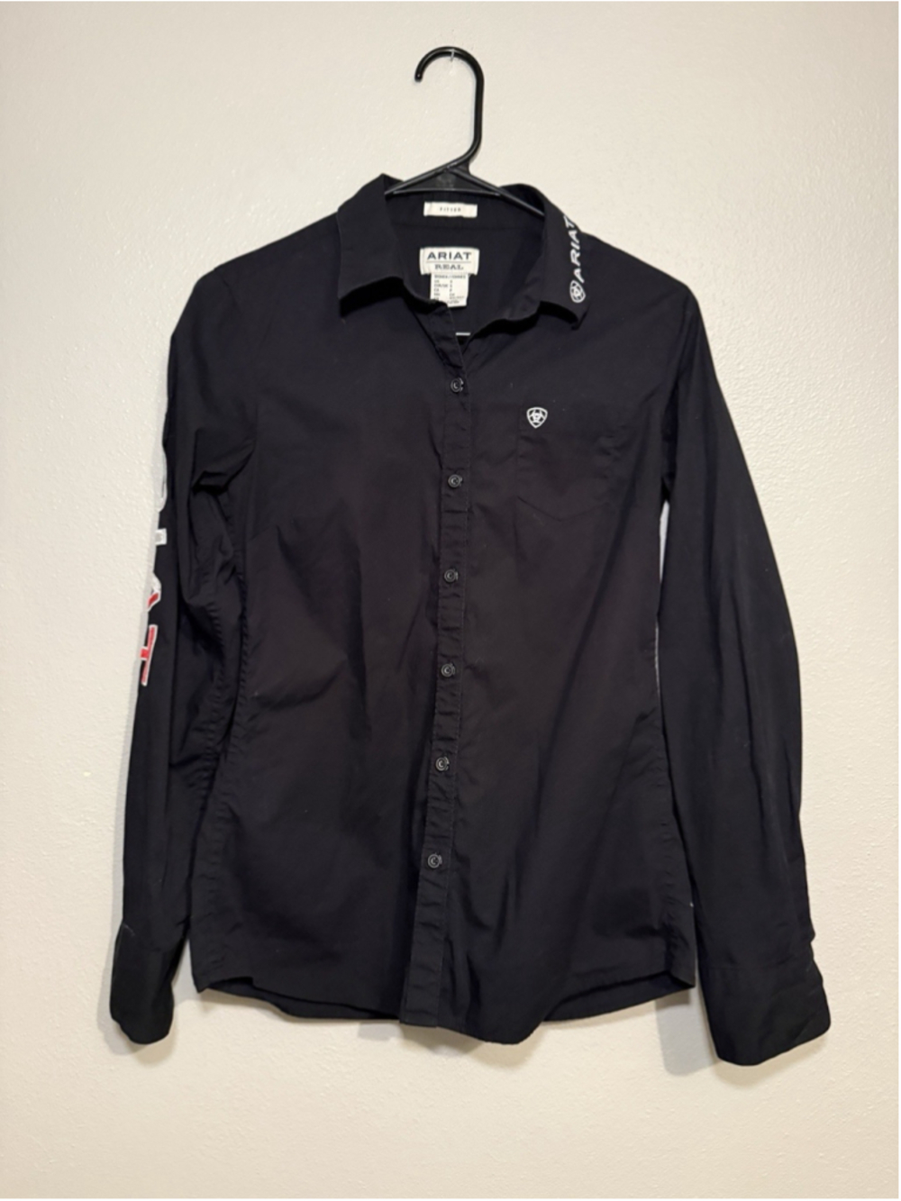 Ariat Real Black Fitted Western Button Shirt Small
